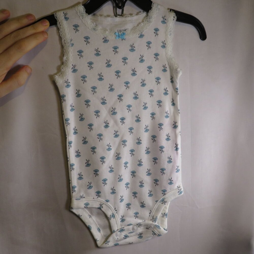 Baby Floral Blue Bodysuit Carters 100% cotton 6mts